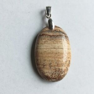 Picture Jasper Gemstone Pendant with 925 Sterling Silver Findings
